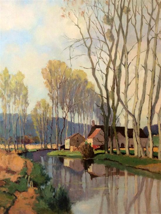 § Georges Charles Robin (French, 1903-2003), oil on canvas, Le Fusin pres du Chateau-Landon